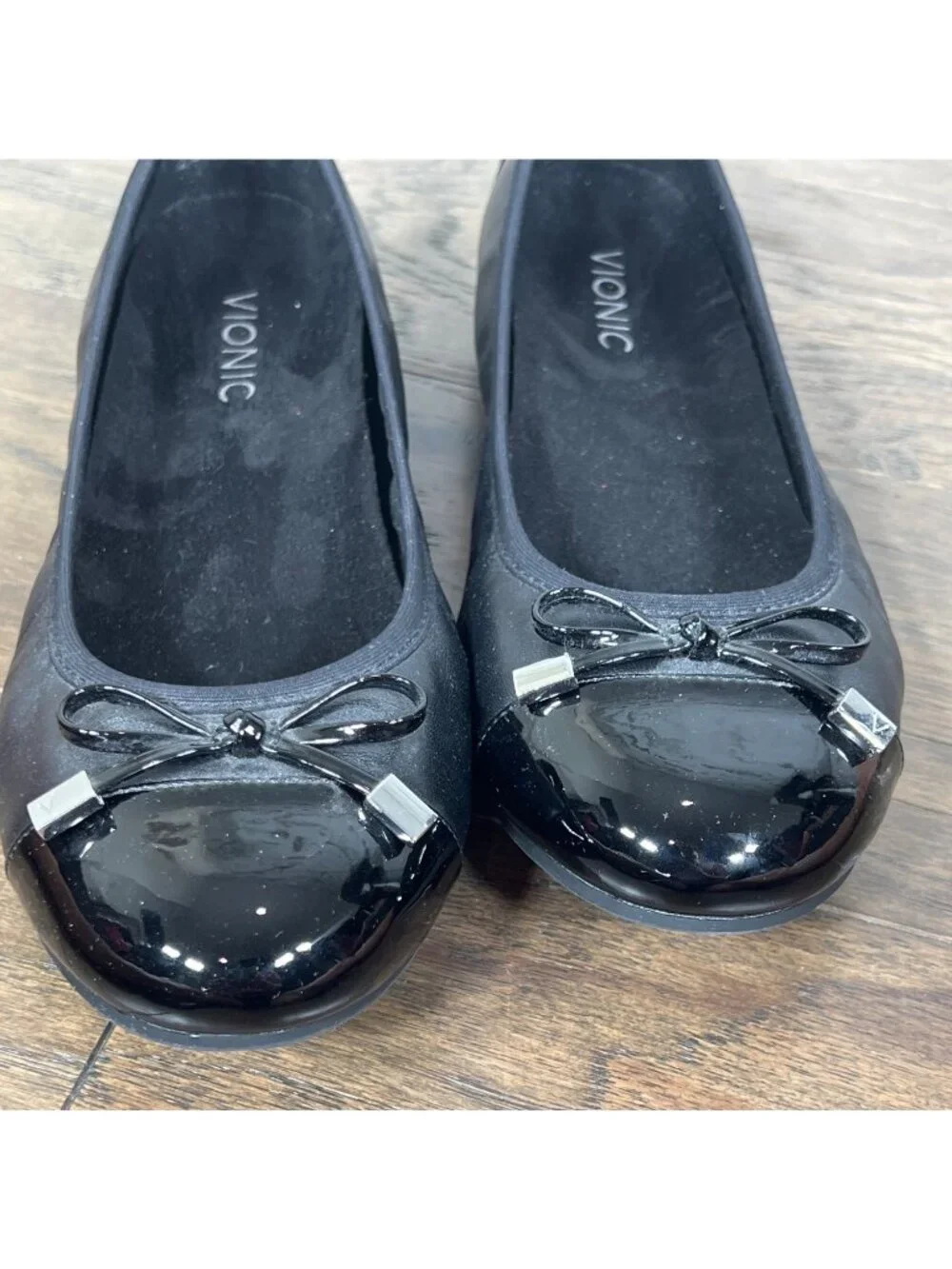 VIONIC Spark Minna Ballet Slipper Flats Black Leather Sz 9.5 EUC